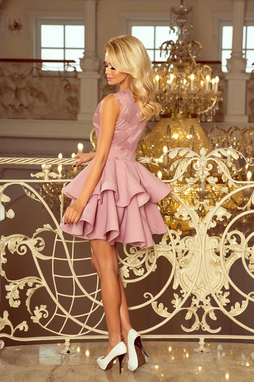 200-10 CHARLOTTE - ekskluzywna sukienka z koronkowym dekoltem - LILA 