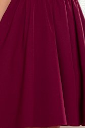  307-3 POLA sukienka z falbankami na dekolcie - BORDOWA 