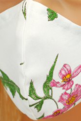  CV012 Maseczki wielorazowe - Biała w polne kwiaty - bawełna 100% - 2 szt 