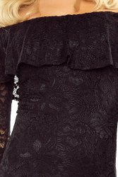 MM 021-1 Sukienka koronkowa - hiszpanka z długim rękawkiem - CZARNA